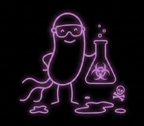 Microbe in safety goggles screening for biohazards