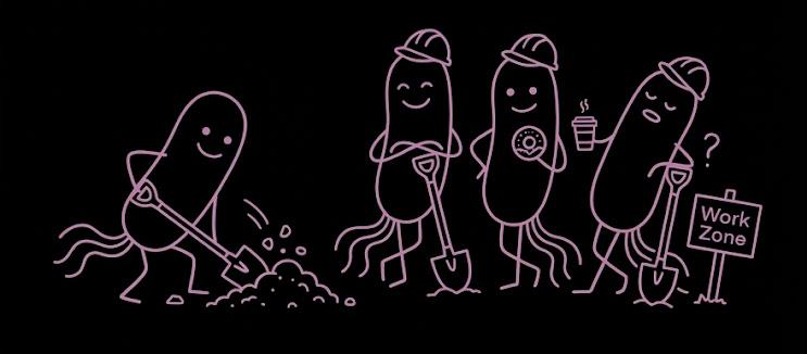 A crew of microbes digging in for work